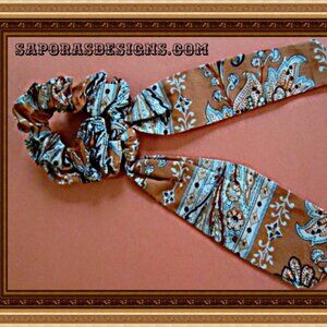 Orange Brown & Gold In Color Pony Tail Hair Bow For Yoga Zumba Etc.
